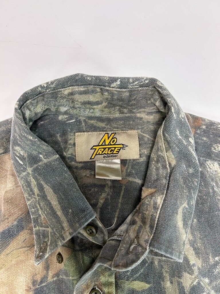 No Trace Mossy Oak Breakout Camo Long sleeve Hunting Button Up Shirt Size Large