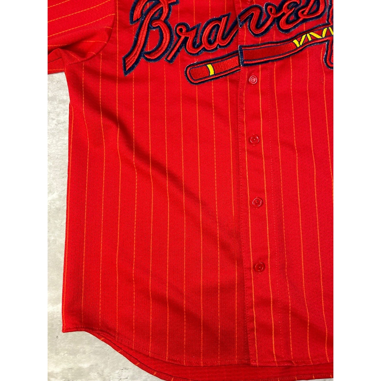 Vintage Atlanta Braves MLB Pinstripe Stitched Baseball Jersey Size Large