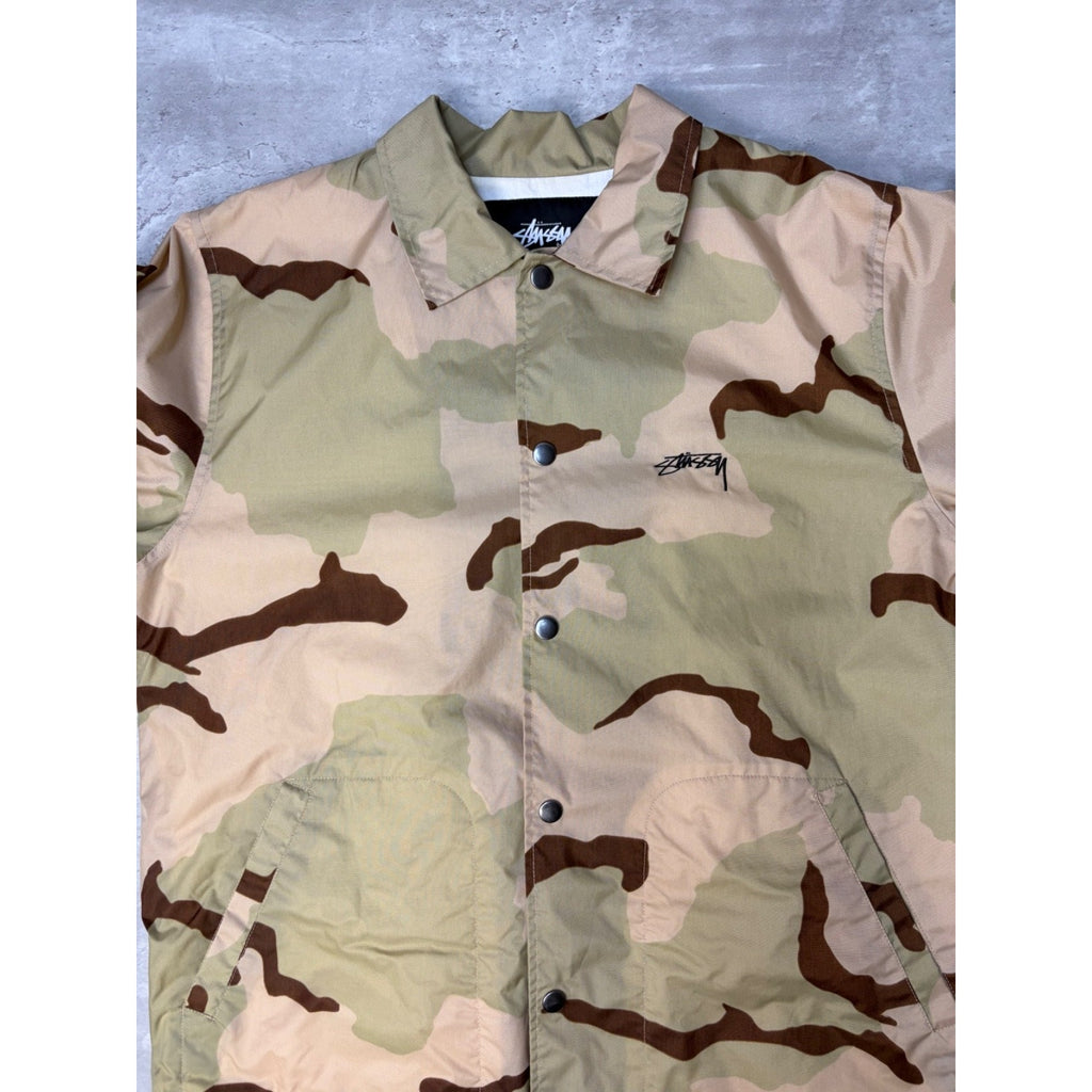 Vintage Stussy Desert Camo Graphic Spellout Coaches Jacket Size Small
