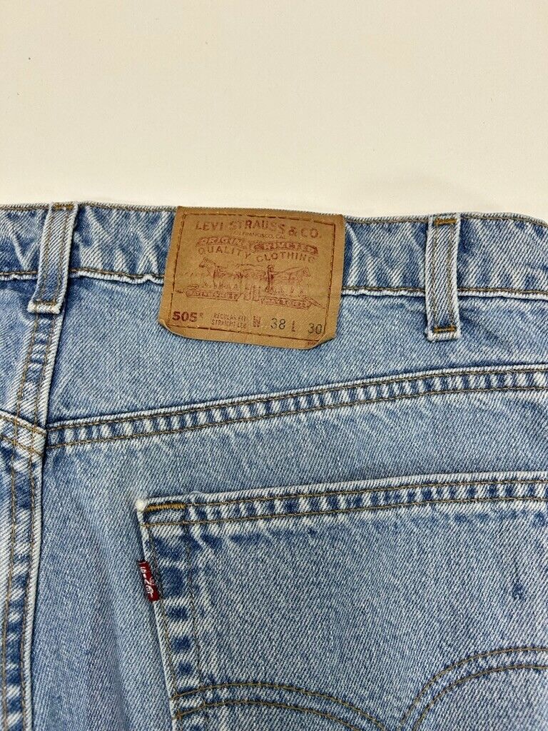 Vintage 90s Levis 505 Red Tab Regular Fit Light Wash Denim Pants Size 36W