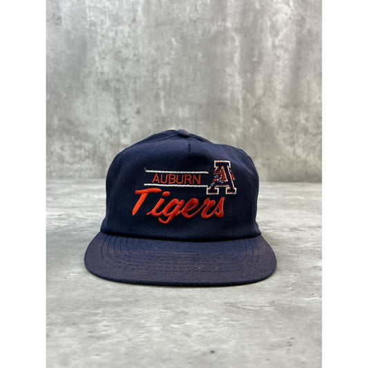 Vintage 90s Auburn Tigers NCAA Embroidered Spellout Logo Snapback Hat OSFA
