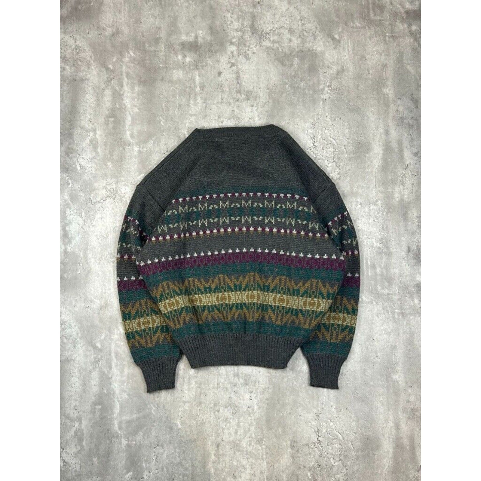 Vintage 80s/90s Sears Abstract Striped Ribbed Pullover Knit Sweater Size XL