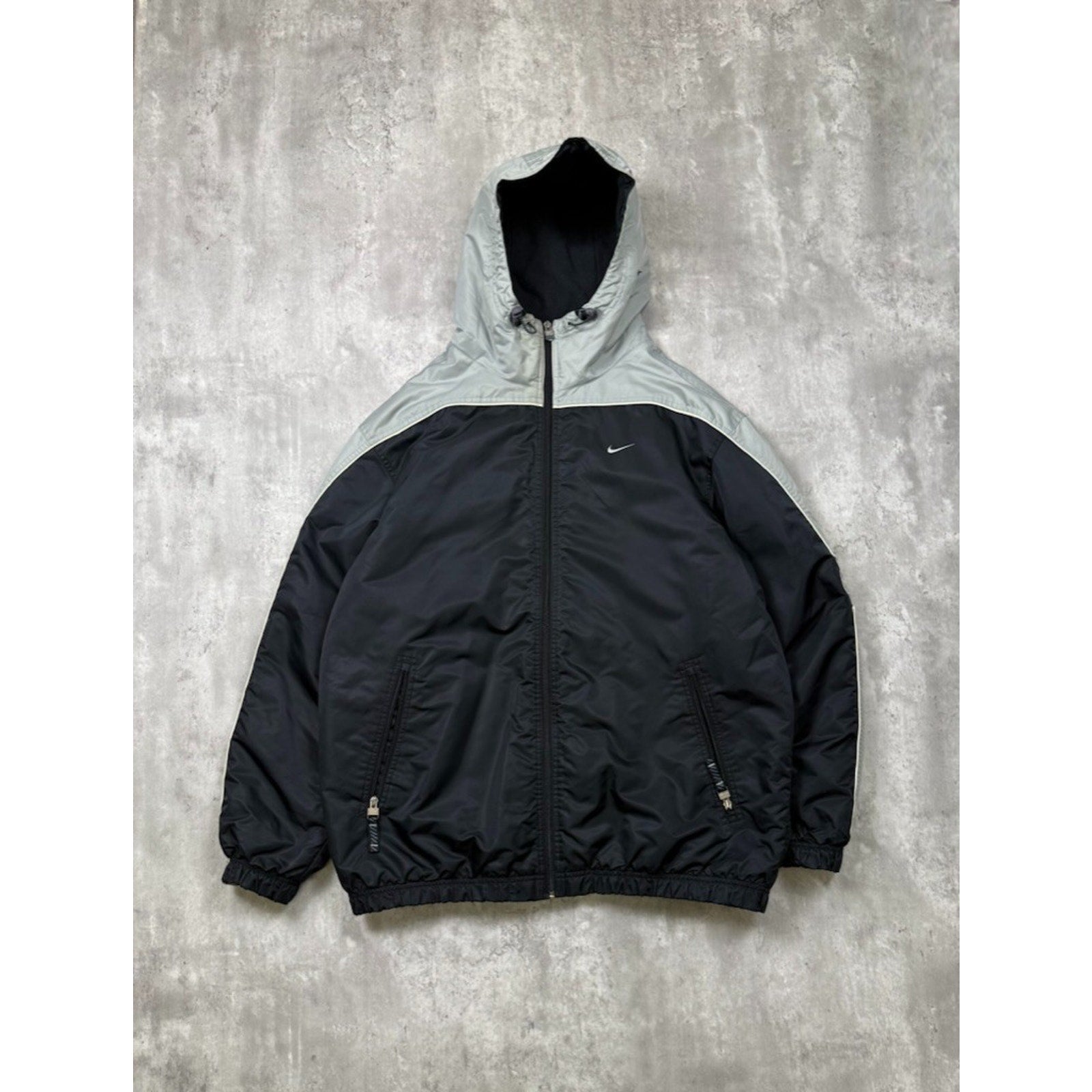 Vintage Nike Embroidered Mini Swoosh Insulated Hooded Full Zip Jacket Size Large