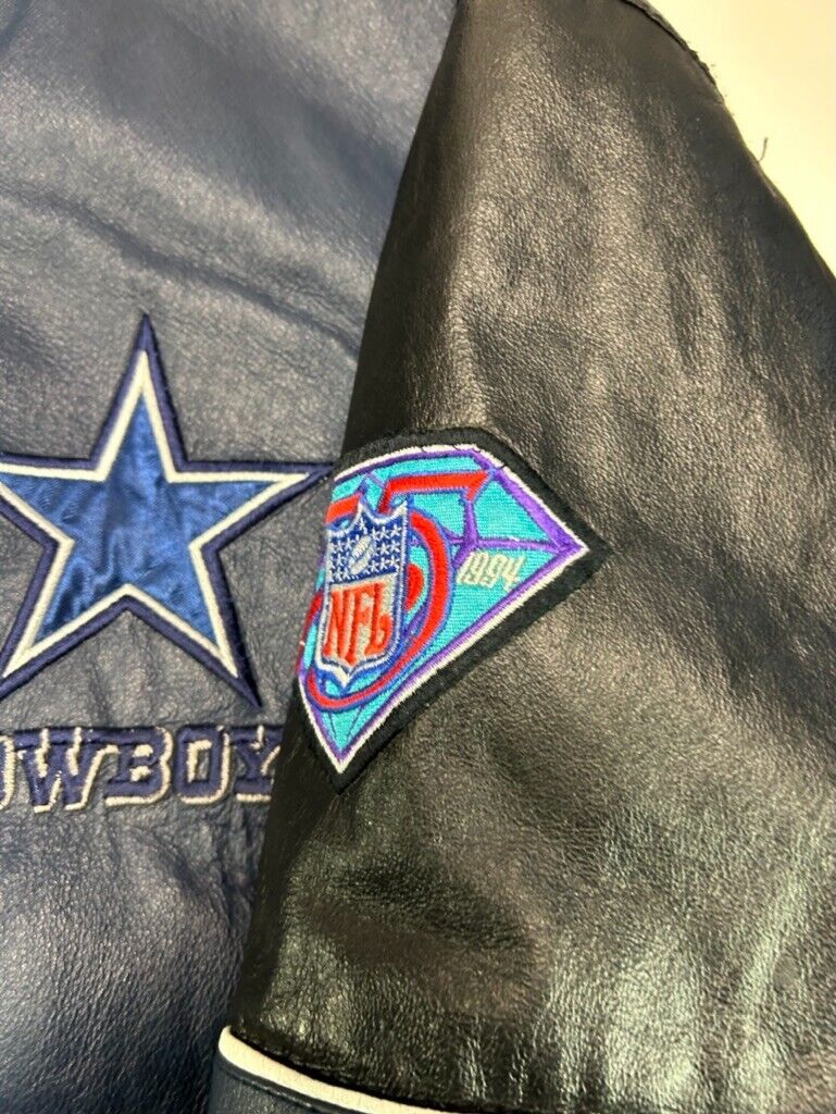 Vintage 1994 Dallas Cowboys NFL Full Zip Insulated Leather Jacket Size XL