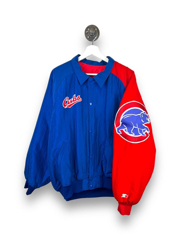 Vintage 80s Chicago Cubs MLB Starter Spell Out Nylon Jacket Size XL Blue