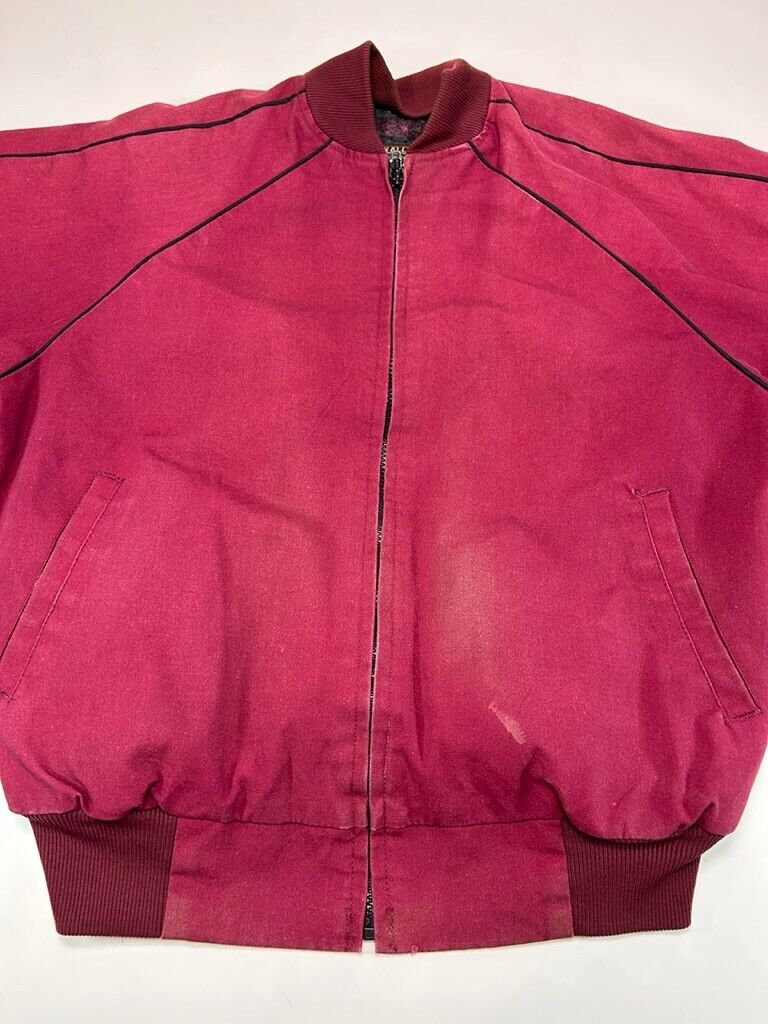 Vintage 80s/90s Walls Blanket Lined Full Zip Bomber Jacket Size Medium Red