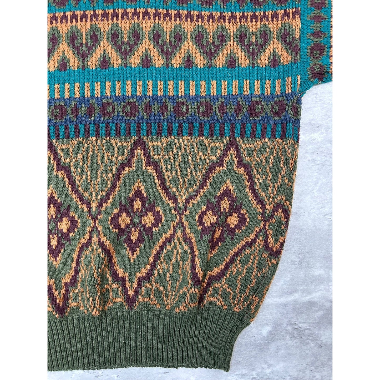 Vintage 90s Celebrity Club Abstract Striped Pullover Knit Sweater Size XL