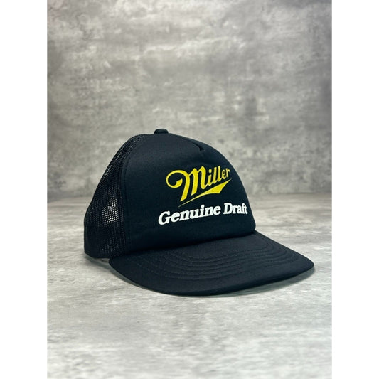 Vintage 90s Miller Genuine Draft Beer Promo Trucker Snapback Hat OSFA Black