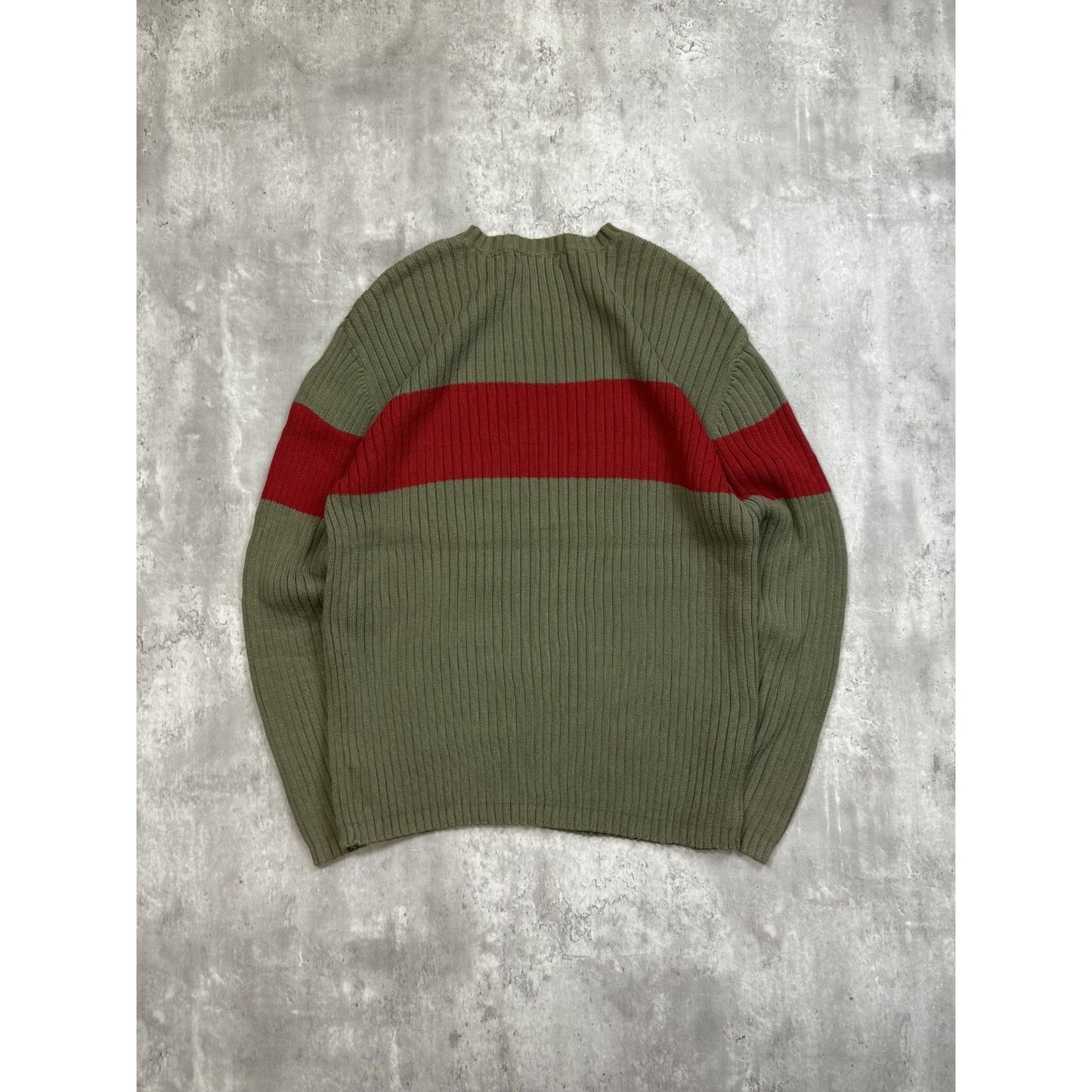 Vintage Structure Two Toned Striped Pullover Knit Sweater Size XL