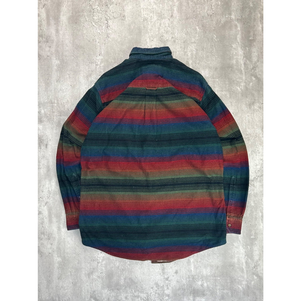 Vintage Woolrich Striped Flannel Long Sleeve Button Up Shirt Size Large