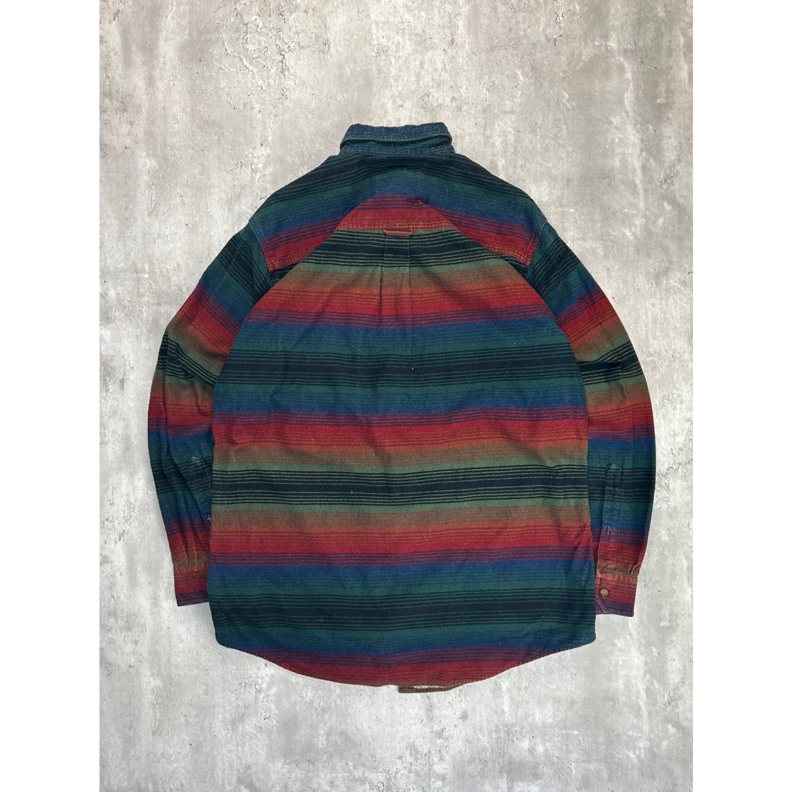 Vintage Woolrich Striped Flannel Long Sleeve Button Up Shirt Size Large