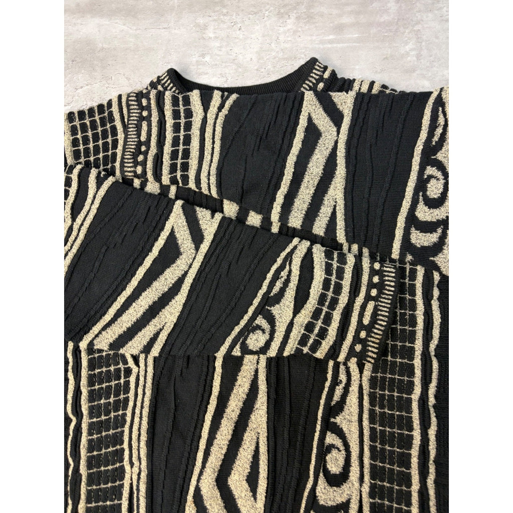 Vintage 90s Tundra 3D Abstract Print Pullover Ribbed Knit Sweater Size XL