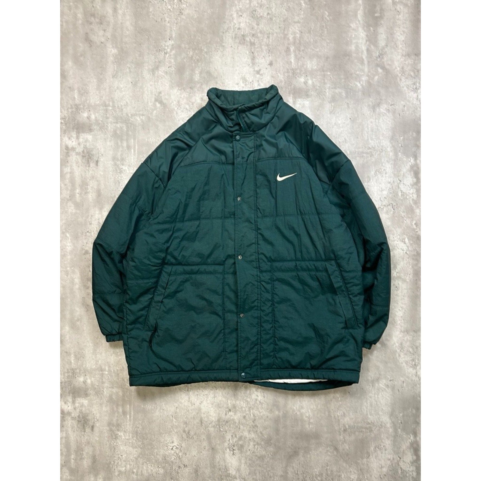 Vintage 90s Nike Embroidered Swoosh Insulated Puffer Long Jacket Size XL