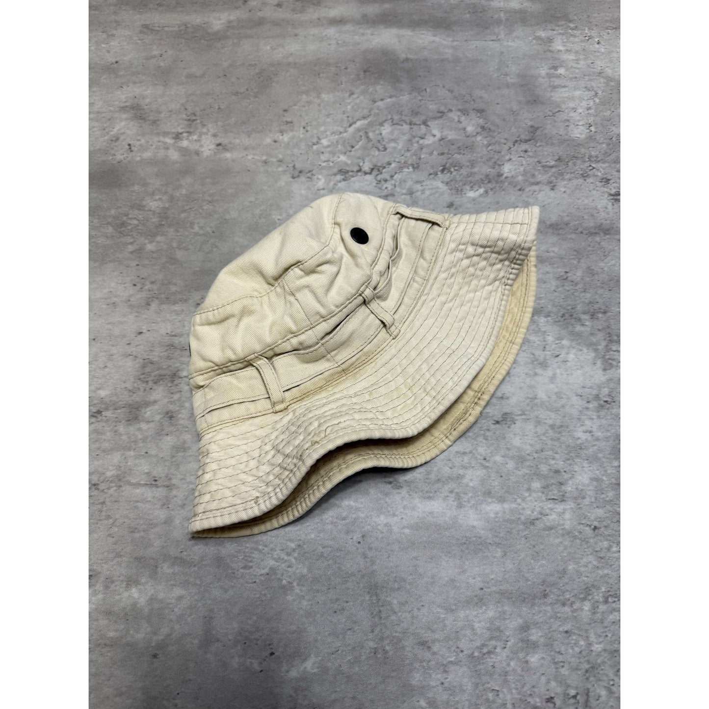 Vintage 90s Eddie Bauer Beige Canvas Fishing Bucket Hat OSFA