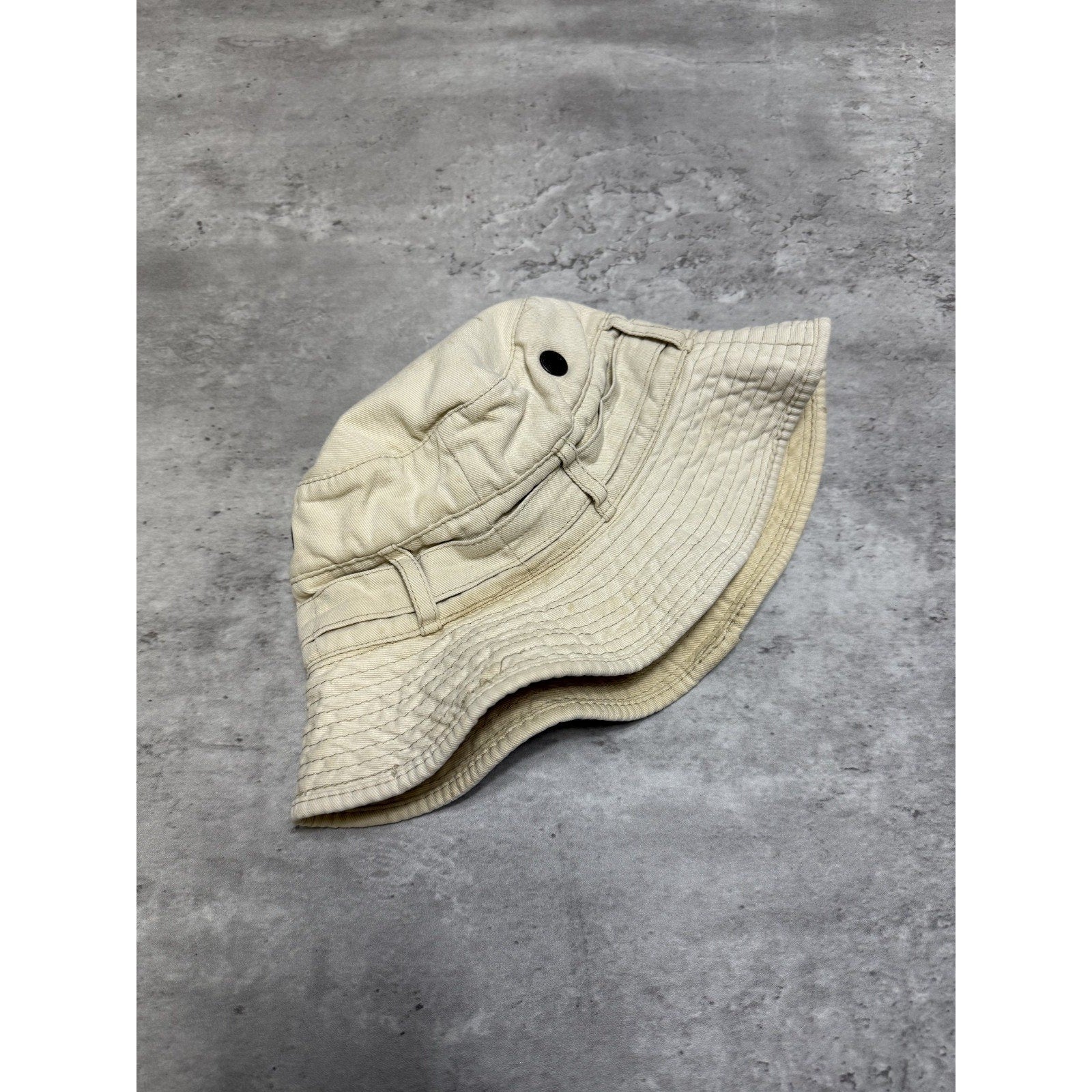 Vintage 90s Eddie Bauer Beige Canvas Fishing Bucket Hat OSFA