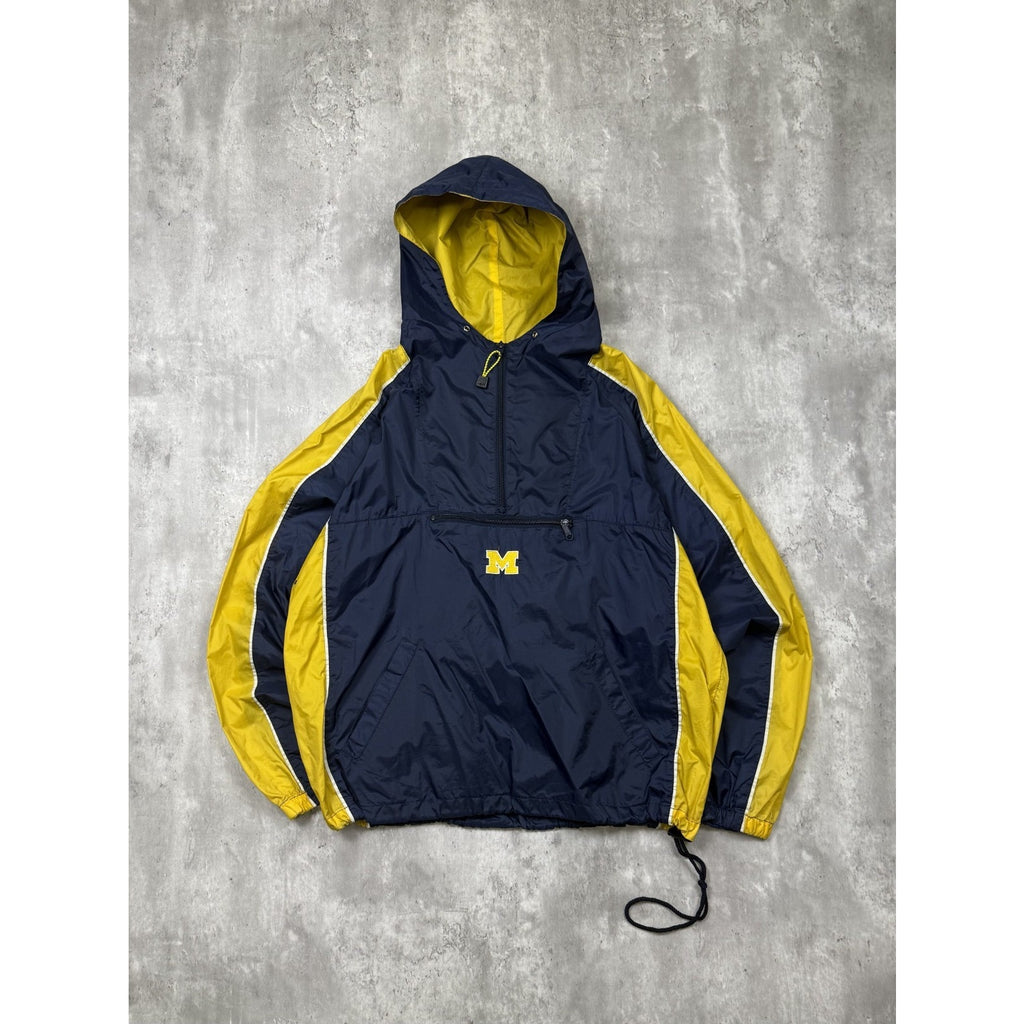 Vintage Michigan Wolverines NCAA Embroidered Windbreaker 1/2 Zip Jacket Sz Large