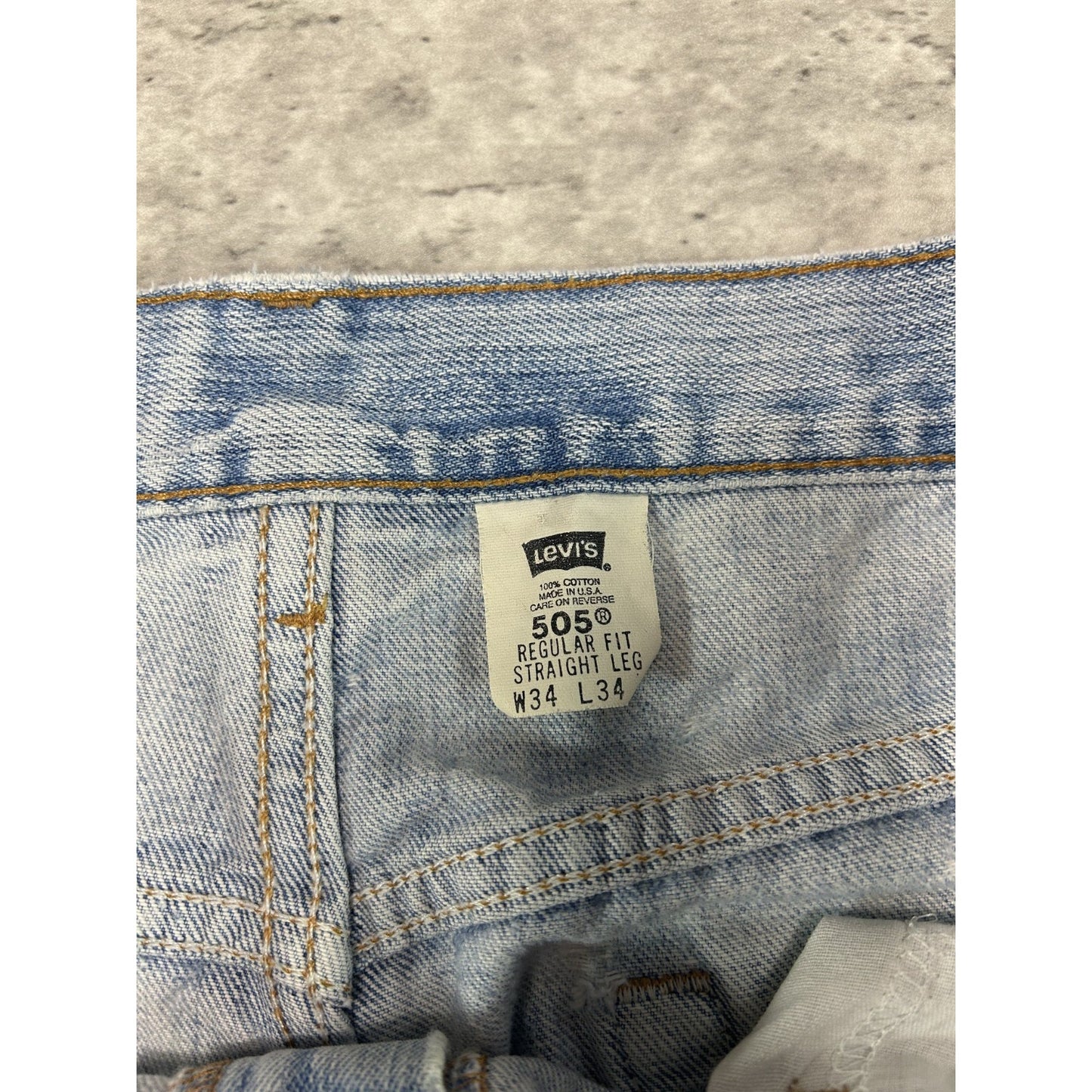 Vintage 90s Levis 505 Red Tab Light Wash Distressed Denim Pants Size 34
