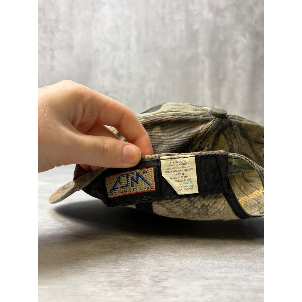 Vintage Ford Hanna Motors Embroidered Logo Camo Strapback Hat OSFA