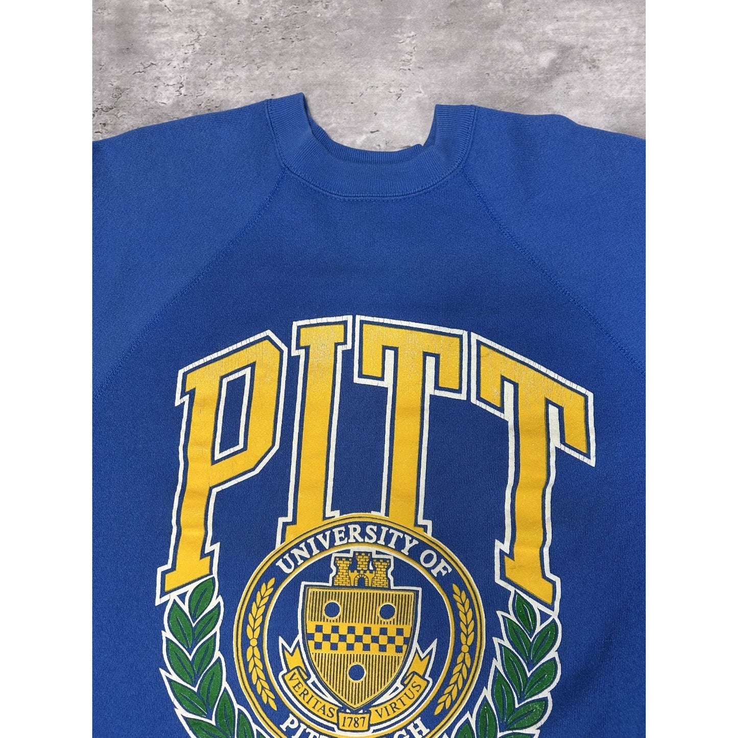 Vintage 90s Pitt Panthers NCAA Collegiate Crest Graphic Sweatshirt Size Large