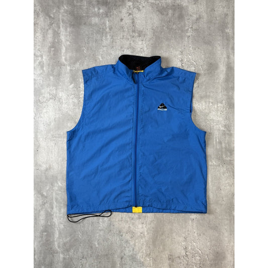 Vintage 90s Nike ACG Embroidered Logo Full Zip Running Vest Size XL Blue