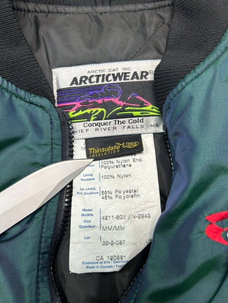 Vintage 90s Arctic Cat Arcticwear Nylon Thinsulate Full Zip Jacket Size Medium