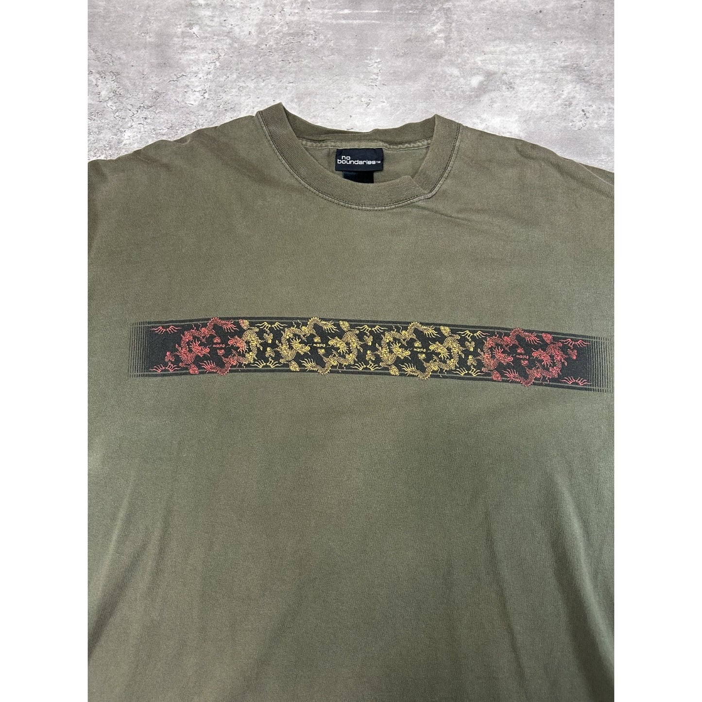 Vintage Y2K No Boundaries Dragon Print Long Sleeve Graphic T-Shirt Size XL