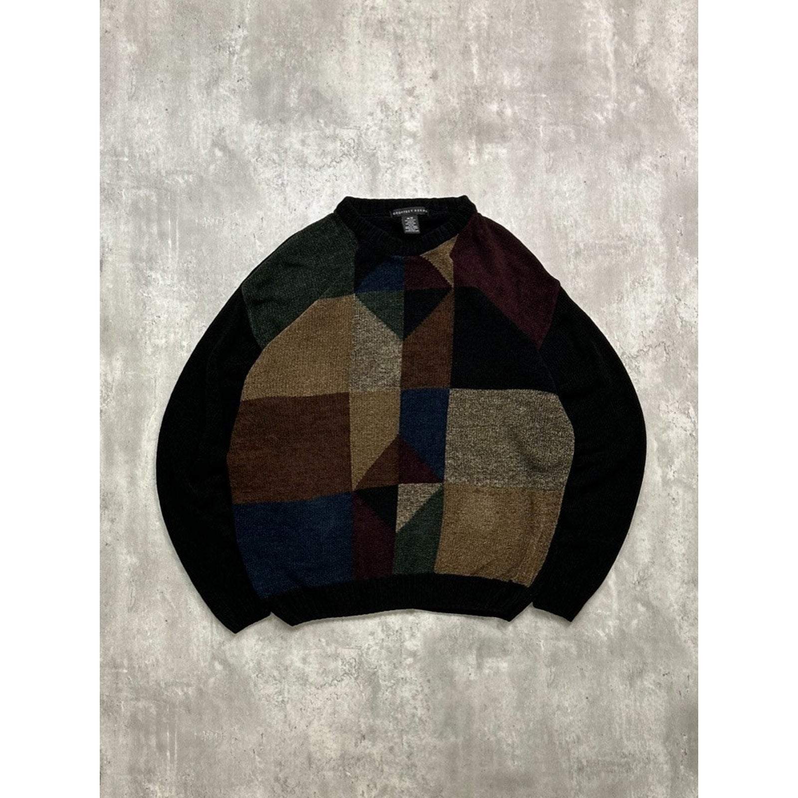 Vintage Geoffrey Beene Abstract Geometric Print Pullover knit Sweater Sz Medium