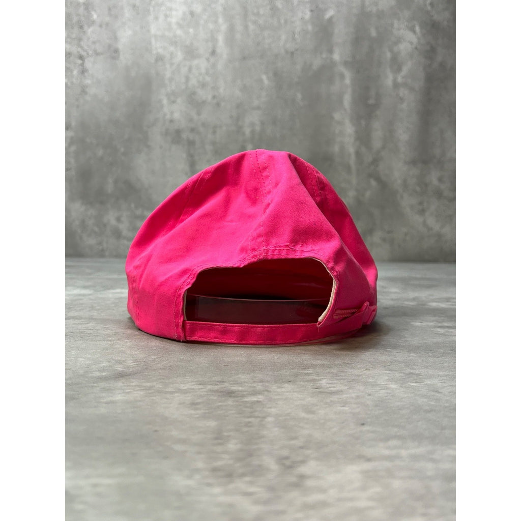 Vintage 90s J&J Discount Spellout Graphic Pink Strapback Hat OSFA
