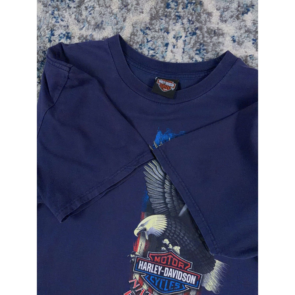 Harley Davidson National Harbor Eagle USA Flag Graphic T-Shirt Size XL