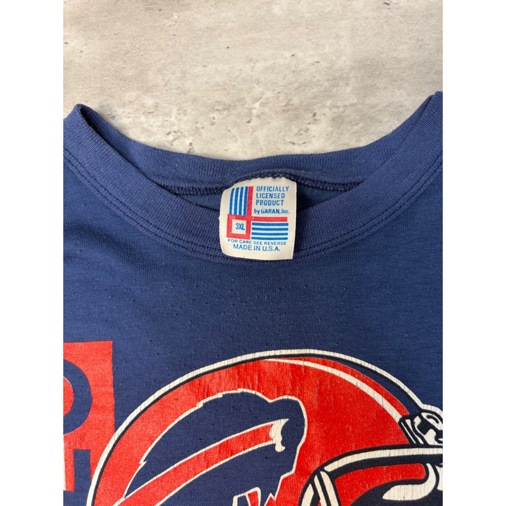 Vintage 90s Buffalo Bills NFL Helmet Graphic Spellout T-Shirt Size 3XL