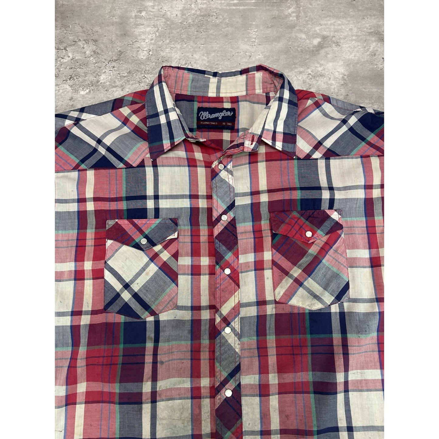 Vintage 90s Wrangler Pearl Snap Plaid Reworked Cropped Button Up Shirt Sz 2XL