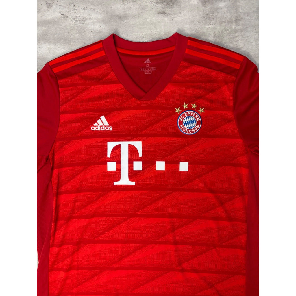 Vintage FC Bayern Munich Adidas Red Striped Soccer Jersey Size XL