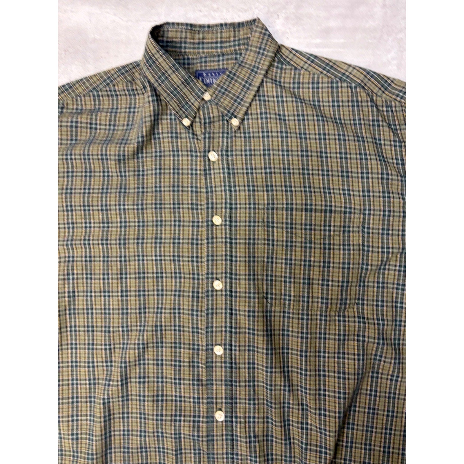Vintage Basic Editions Single Pocket Plaid Cropped Button Up Shirt Size Large