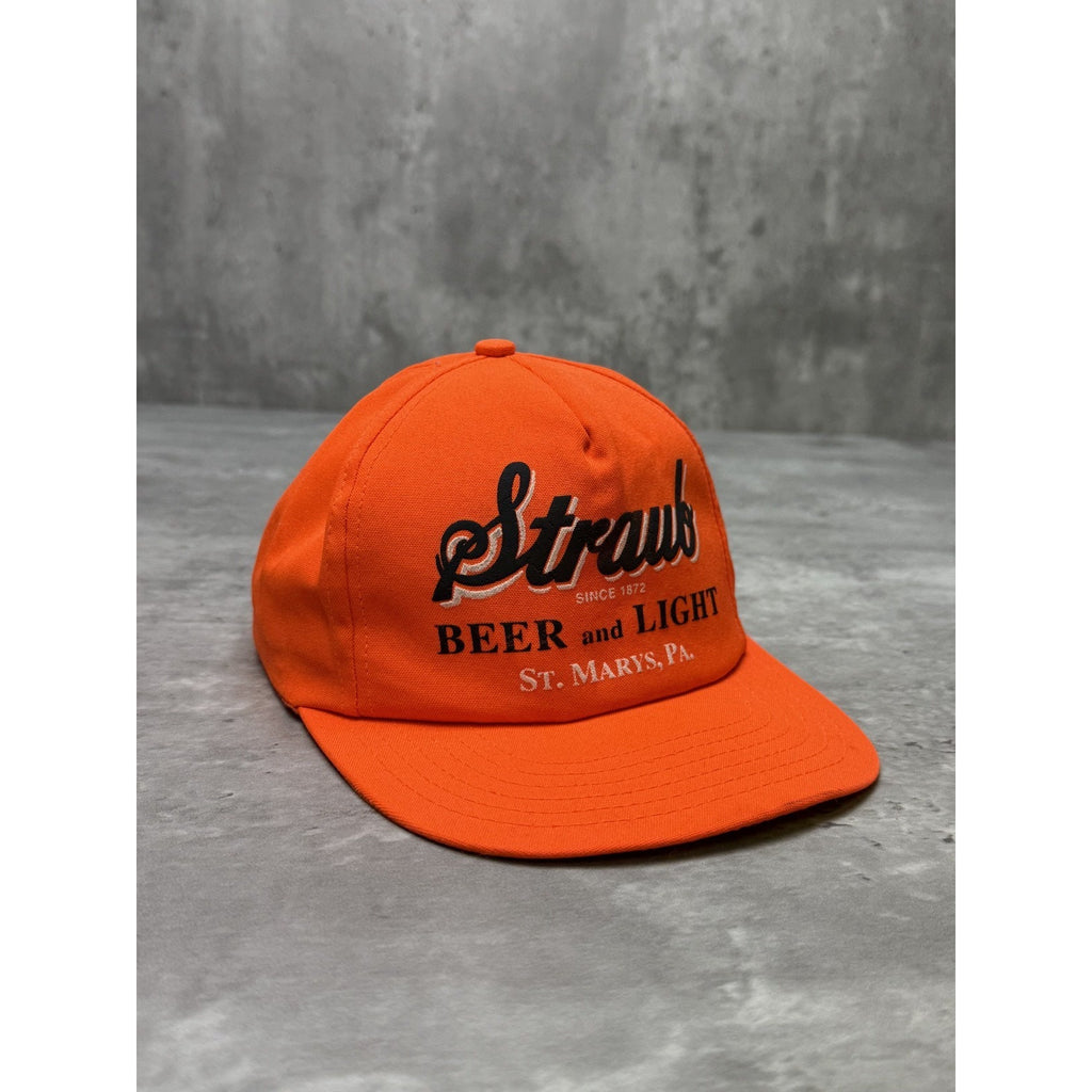 Vintage 80s/90s Straub Beer And Light Script Spellout Snapback Hat OSFA