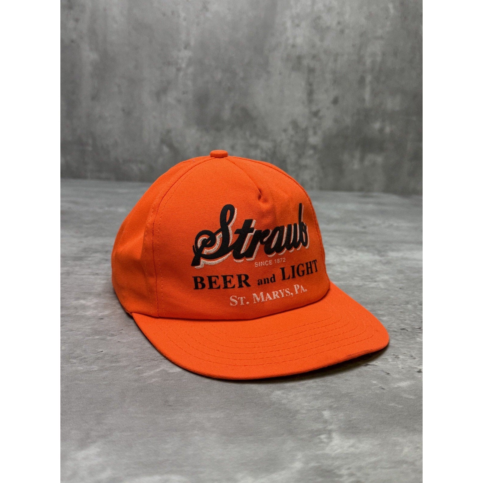 Vintage 80s/90s Straub Beer And Light Script Spellout Snapback Hat OSFA