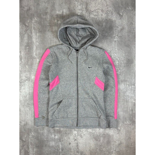 Vintage Womens Nike Embroidered Swoosh Two Tone Full Zip Hooded Sweatshirt Size Small