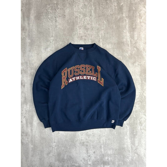 Vintage 90s Russell Athletics Graphic Arc Spellout Crewneck Sweatshirt Size XL