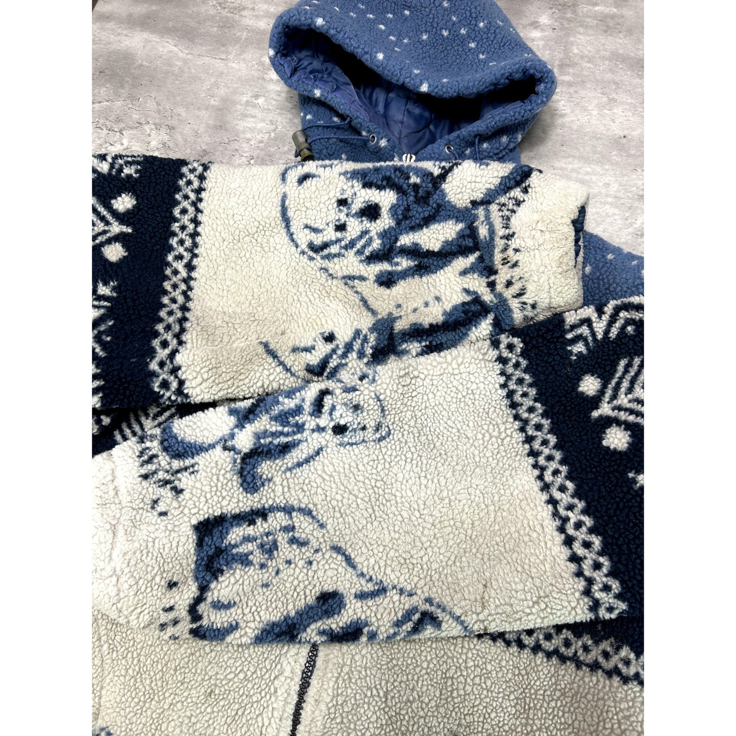 Vintage NY Classics Polar Bear Winter Print Insulated Fleece Jacket Size Large