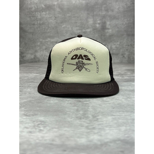 Vintage 80s Oklahoma Anthropological Society Trucker Snapback Hat OSFA
