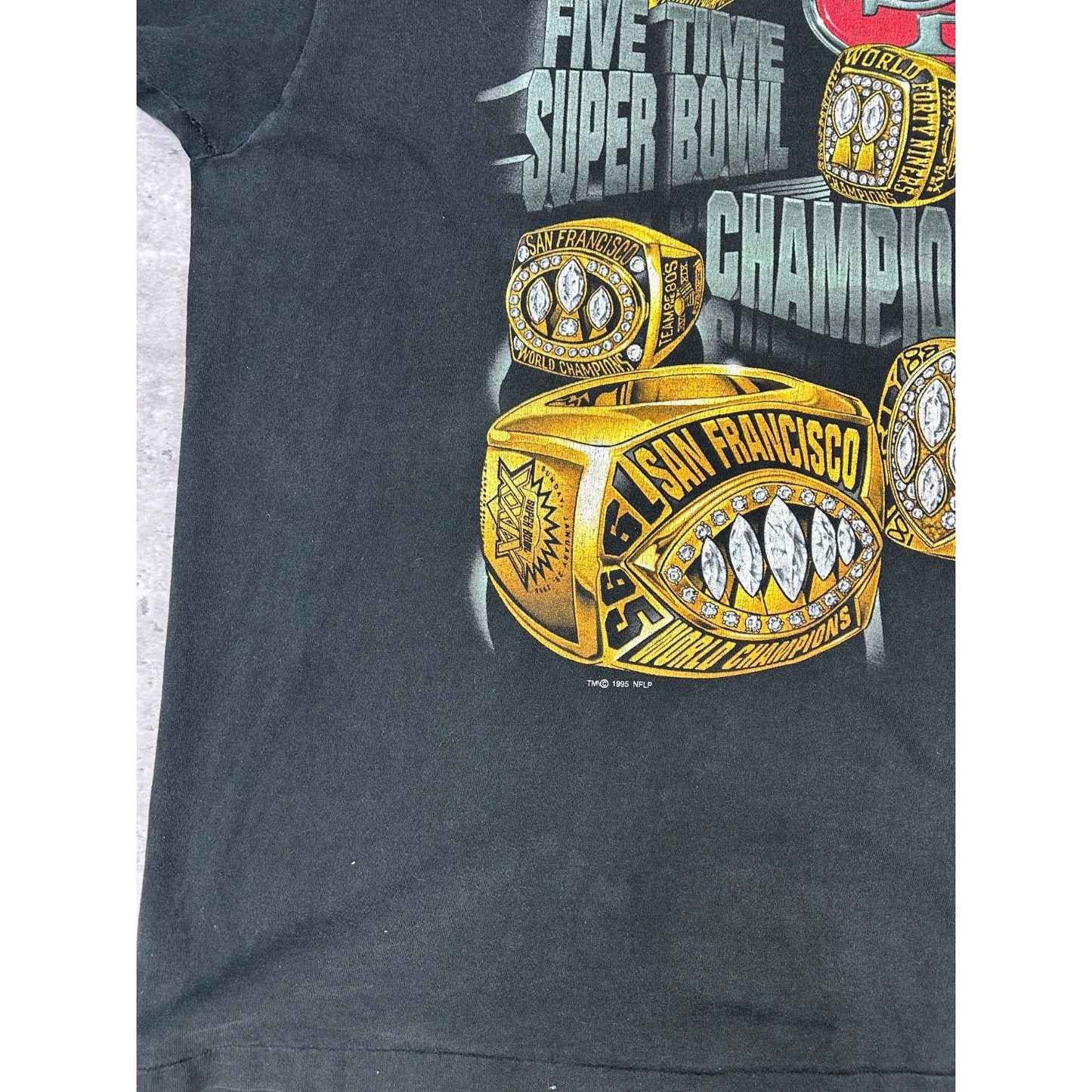 Vintage 1995 San Fransisco 49ers NFL 5x Super Bowl Champs T-Shirt Size XL