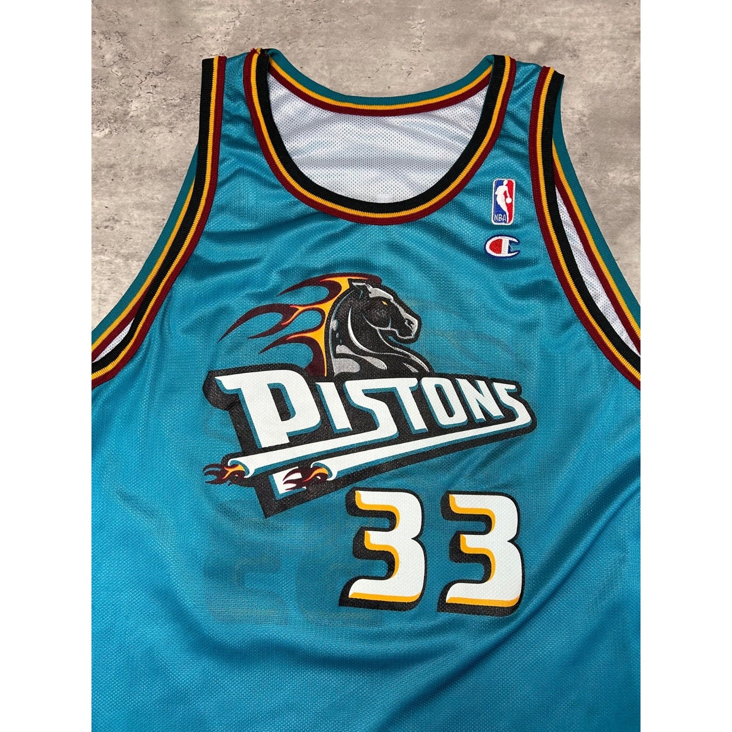 Vintage 90s Grant Hill #33 Detroit Pistons NBA Reversible Champion Jersey Sz XL