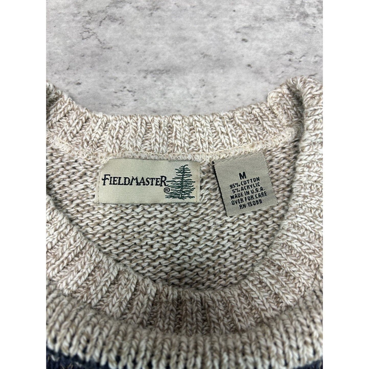 Vintage 90s Fieldmaster Abstract Striped Pullover Knit Sweater Size Medium