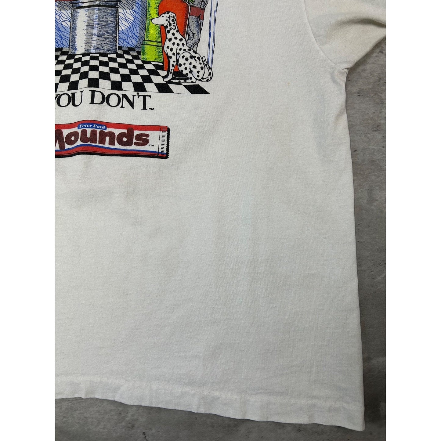 Vintage 1991 Almond Joy Sometimes You Feel Like A Nut Cartoon T-Shirt Size XL