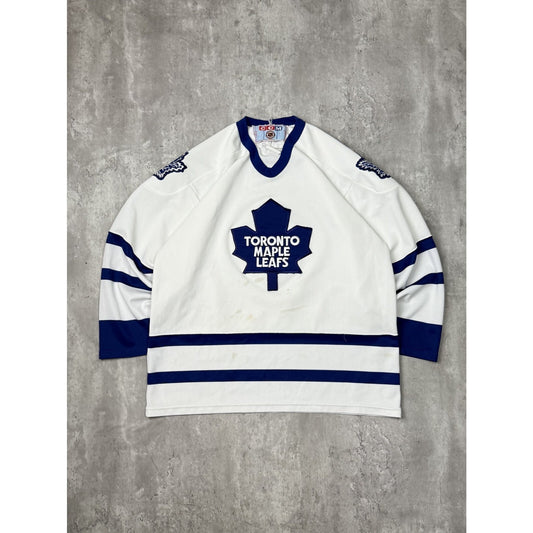 Vintage 80s Toronto Maple Leafs NHL CCM Maska Hockey Jersey Size Large