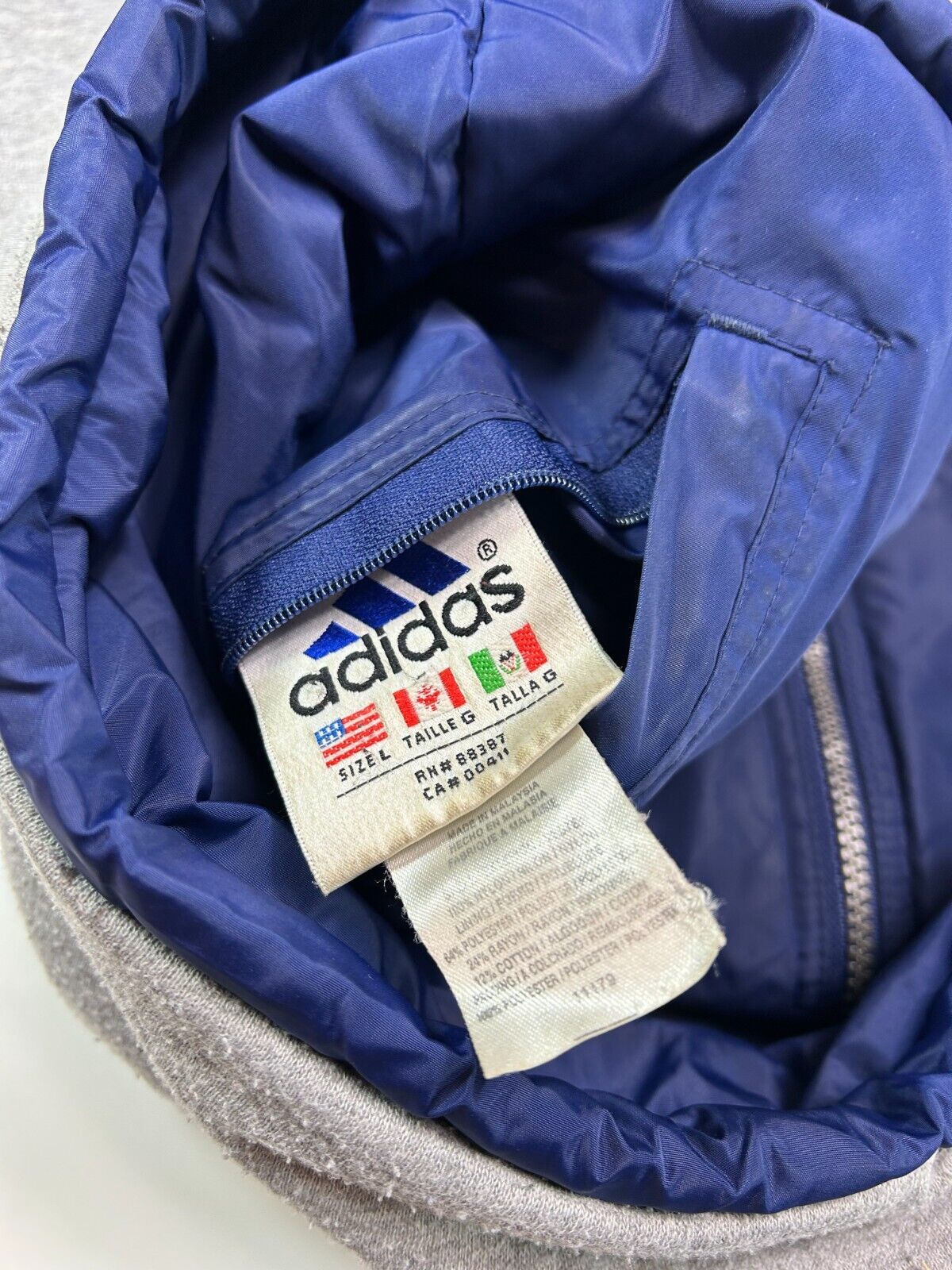 Vintage Adidas Embroidered Logo Reversible Full Zip Nylon Jacket Size Large