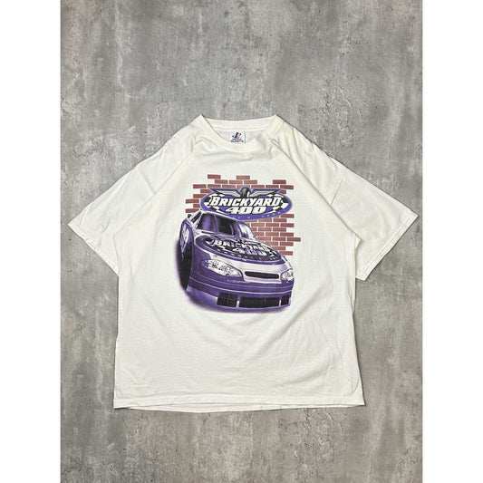 Vintage 2000 Brickyard 400 Nascar Car Graphic Race T-Shirt Size 2XL White