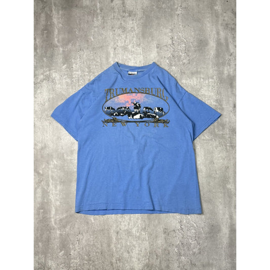 Vintage 80s/90s Trumanburg New York Cow Graphic Destination T-Shirt Size Large
