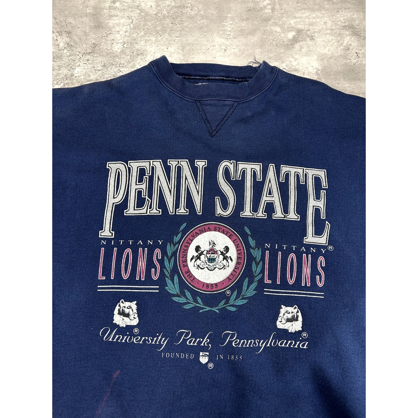 Vintage 90s Penn State Nittany Lions NCAA Crest Spellout Graphic Sweatshirt Med