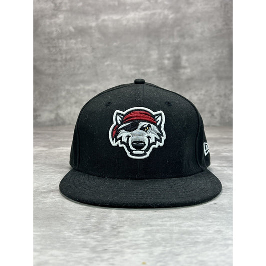 Erie Seawolves MiLB Embroidered Logo Baseball Fitted Hat OSFA Black