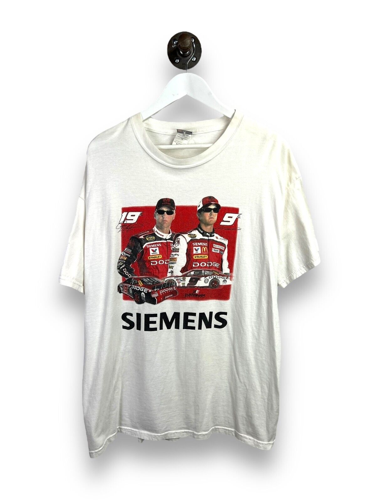 Vintage Nascar Siemens Race Team Car Graphic T-Shirt Size XL White